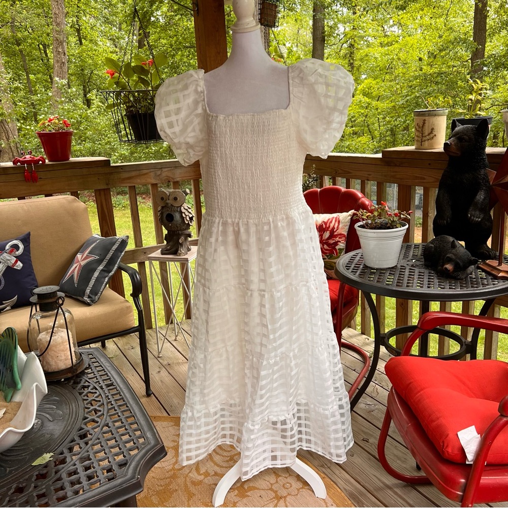 Pretty Garden White Pretty Shoulder Sundress XXL fully lined, Maxi - Picture 11 of 13